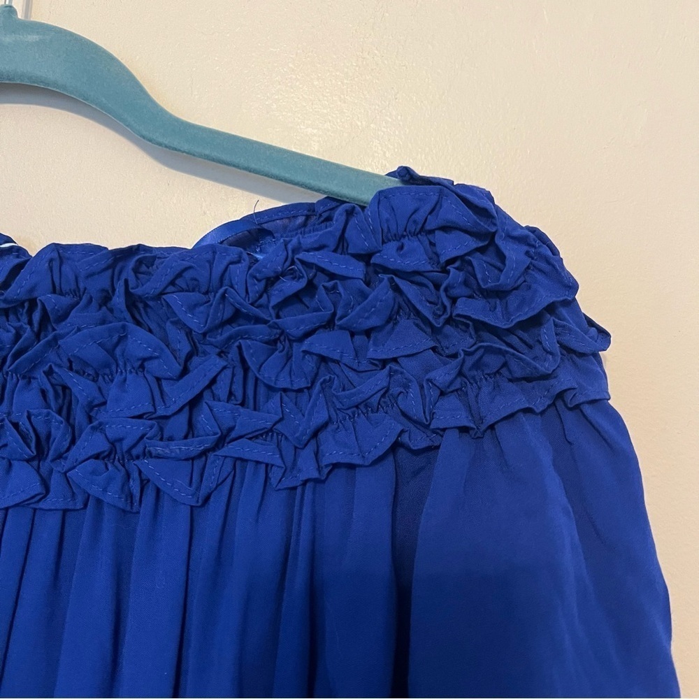 She + Sky Off the shoulder top ruffle royal blue feminine fairycore Size Small - Picture 7 of 10